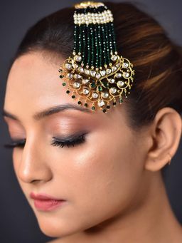 AG'S - Dark Green Gold Plated Kundan Passa
