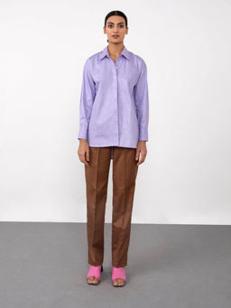 Qua - Very Peri Oversized Cotton Shirt