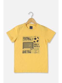 Allen Solly - Boys Yellow Regular Fit Print Crew Neck T-Shirt