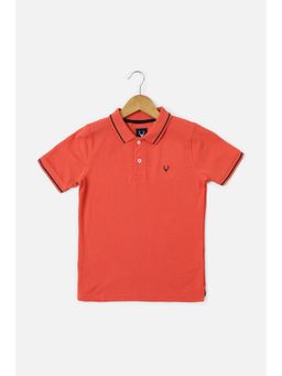 Allen Solly - Boys Orange Regular Fit Solid Polo Neck T-Shirt