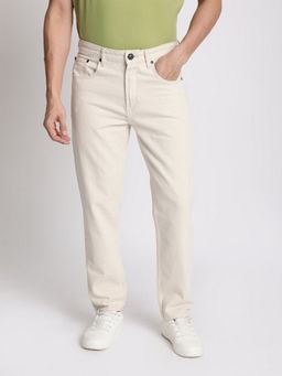 Bene Kleed - Men Regular Fit Mid-Rise Off White Jeans
