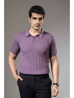 GRITSTONES - Men Purple Flat Knit Premium Polo T-Shirt