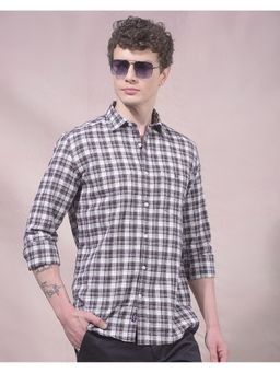 CRIMSOUNE CLUB - Men Purple Checked Pure Cotton Shirt