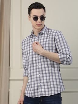 CRIMSOUNE CLUB - Men Purple Checked Shirt