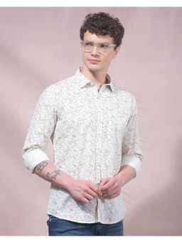 CRIMSOUNE CLUB - Men White Floral Print Shirt