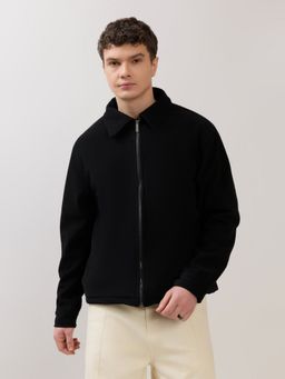 Espanshe - Petal Men Black Relaxed Zip Jacket