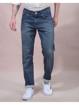 CRIMSOUNE CLUB - Men Blue Whisker Wash Jeans
