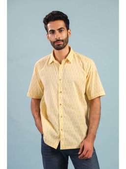 RATAN JAIPUR - Men Yellow Cotton Printed Shirt