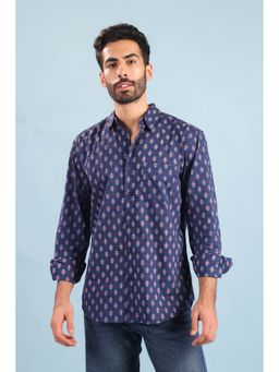 RATAN JAIPUR - Men Blue Cotton Printed Shirt