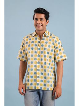 RATAN JAIPUR - Men Yellow Cotton Floral Shirt