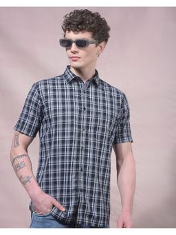 CRIMSOUNE CLUB - Men Black Checked Pure Cotton Shirt