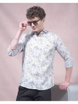 CRIMSOUNE CLUB - Men Grey Floral Print Shirt