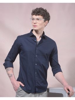 CRIMSOUNE CLUB - Men Navy Blue Casual Shirt