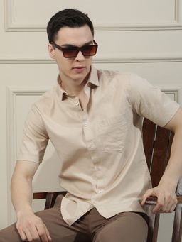 CRIMSOUNE CLUB - Men Beige Shirt