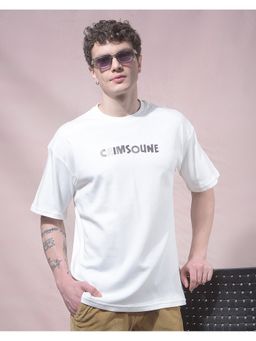 CRIMSOUNE CLUB - Men White Graphic Print Pure Cotton Oversized T-Shirt