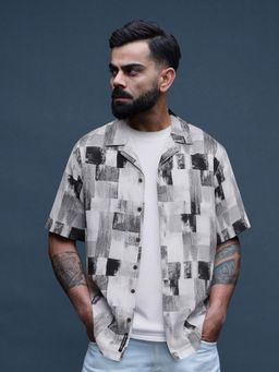 WROGN - Men Abstract Plain Grey Aop Shirt
