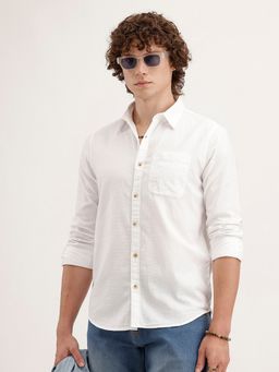 WROGN - Men Textured Regular Fit White Shirt