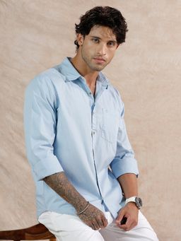 WROGN - Men Solid Regular Fit Blue Shirt
