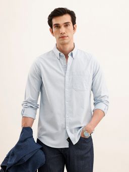 WROGN - Men Classic Regular Fit Solid Light Blue Shirt