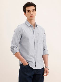 WROGN - Men Regular Fit Solid Blue Shirt