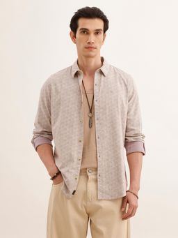 WROGN - Men Regular Fit Aop Purple Shirt