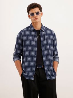 WROGN - Men Slim Fit Aop Blue Shirt