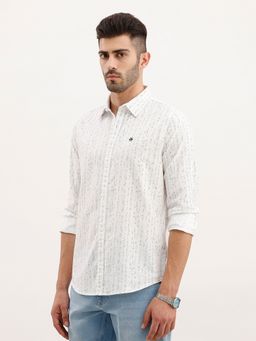 WROGN - Men Slim Fit Aop White Shirt
