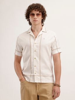 WROGN - Men Resort Collar Slim Fit Off White Shirt