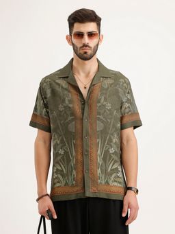 WROGN - Men Resort Fit Resort Collar Olive Shirt