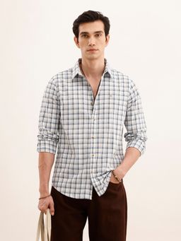 WROGN - Men Classic Slim Fit Checkered Blue Shirt