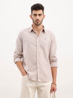 WROGN - Men Slim Fit Striped Brown Shirt