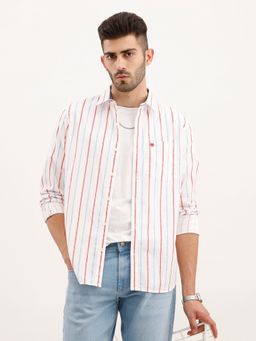 WROGN - Men Slim Fit Striped White Shirt