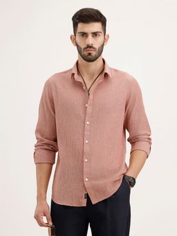WROGN - Men Slim Fit Pure Cotton Rust Shirt