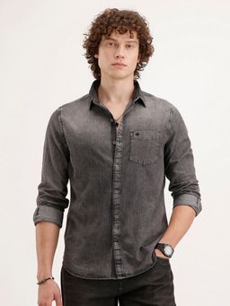 WROGN - Men Slim Fit Faded Grey Shirt