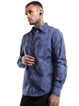 WROGN - Men Abstract Navy Blue Satin Printed Shirt