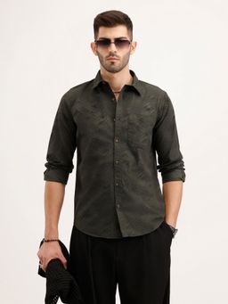 WROGN - Men Regular Fit Full Sleeve Aop Green Shirt