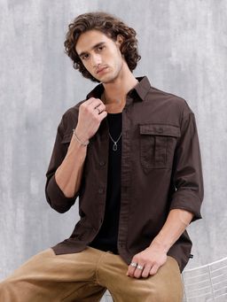 WROGN - Men Casual Comfort Fit with Double Pockets Brown Shirt