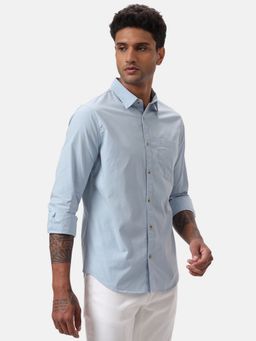 WROGN - Men Blue Poplin Casual Shirt