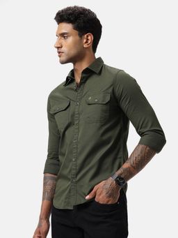 WROGN - Men Premium Olive Solid Shirt