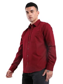 WROGN - Men Maroon Desire Spread Collar Shirt