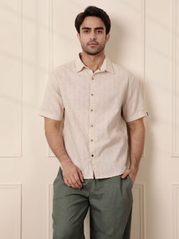 WROGN - Men Textured Short Sleeve Off White Shirt