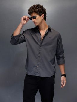 WROGN - Men Slim Fit Casual Dark Grey Shirt