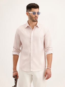WROGN - Men Regular Fit Textured Aop Pink Shirt