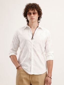 WROGN - Men Textured Regular Fit Aop White Shirt