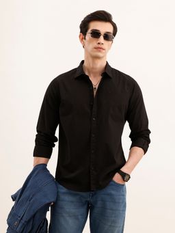 WROGN - Men Classic Regular Fit Solid Black Shirt