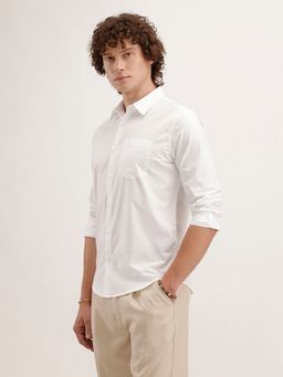 WROGN - Men Solid Regular Fit Full Sleeve White Shirt