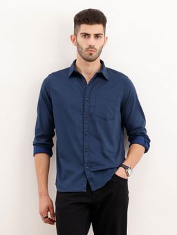 WROGN - Men Solid Regular Fit Blue Shirt