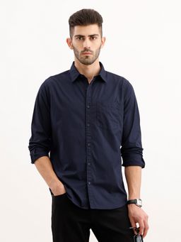 WROGN - Men Classic Regular Fit Navy Blue Shirt