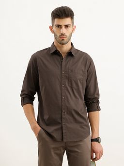 WROGN - Men Solid Regular Fit Dark Grey Shirt