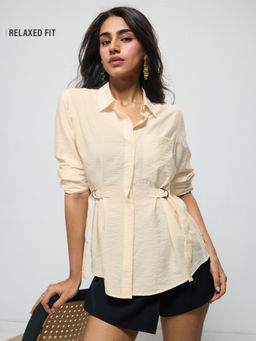 The Souled Store - Peach Buckle Taupe Women Shirt